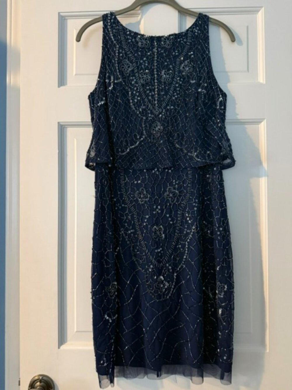 Aidan Mattox Navy Blue Sleeveless Beaded Dress Size 8